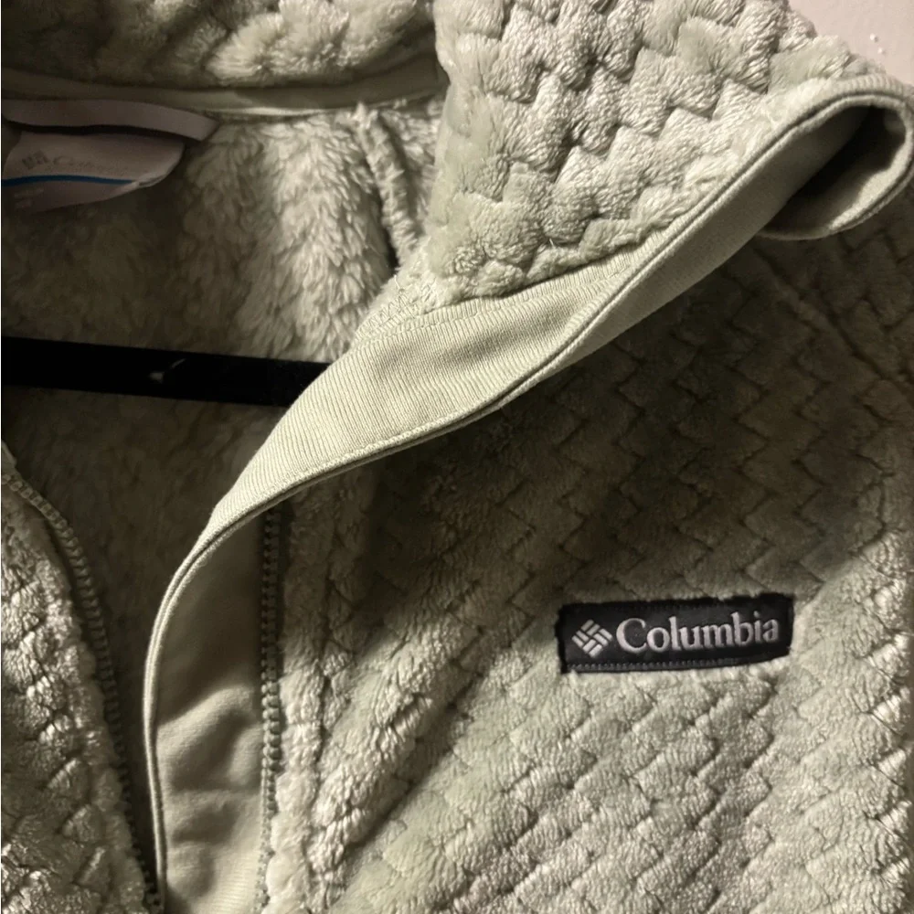 NWT Columbia Women’s M Sage Green Textured Fleece Quarter zip Jacket - Picture 2 of 5